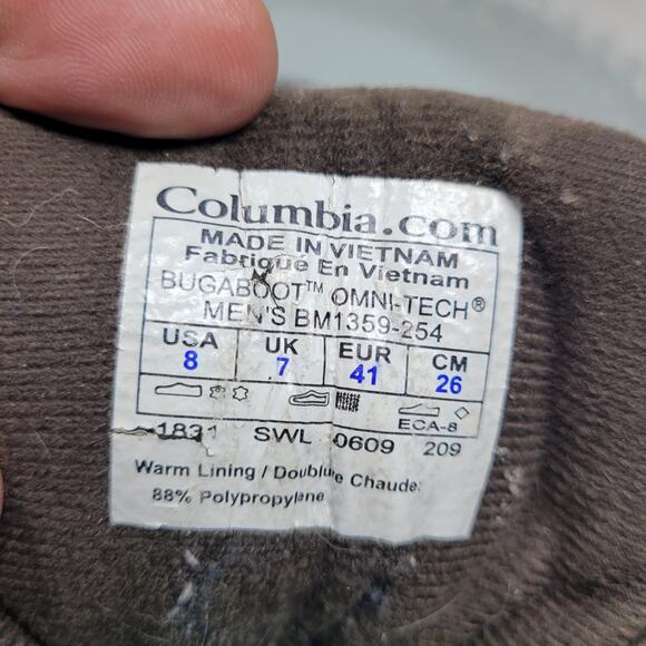 Columbia Bugaboot Omni-Tech Waterproof Breathable Boots BM1359 Men's Sz 8 - Picture 7 of 8
